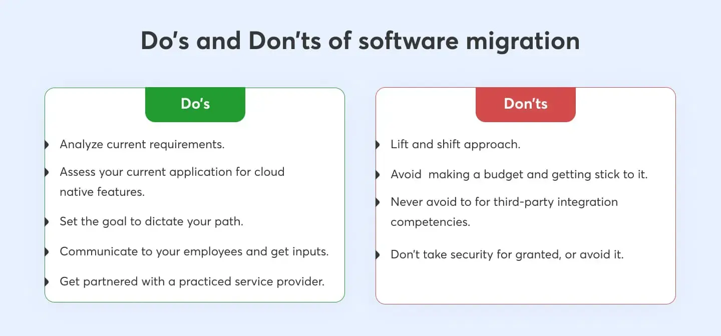 Do’s and don’ts of software migration
